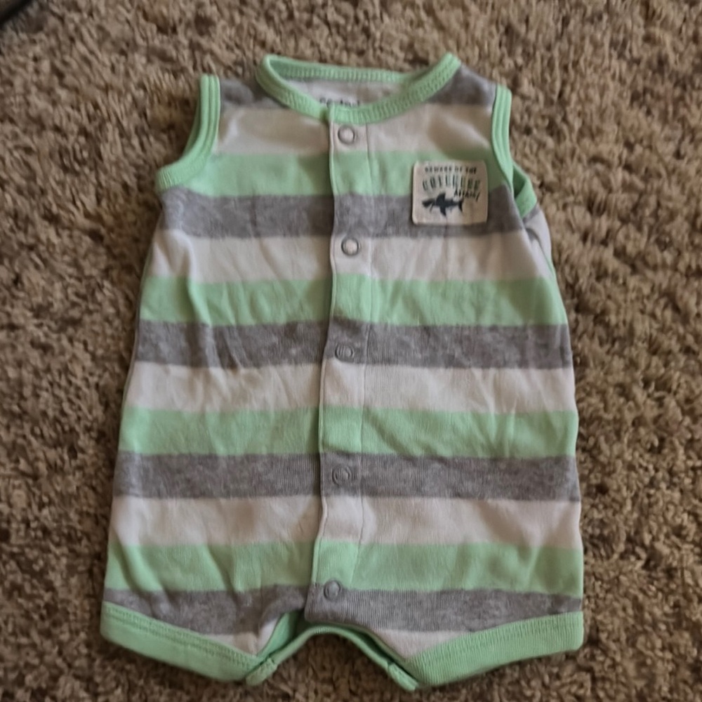 Carter's Green and Gray Striped Bodysuit